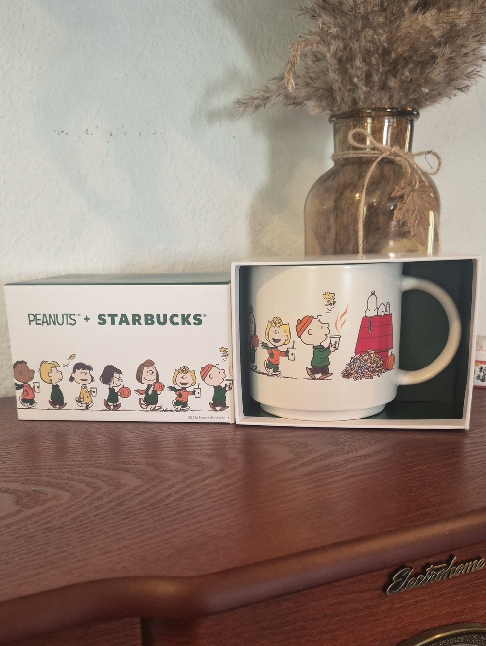 NEW Starbucks White Peanuts Ceramic Mug with Colorful Character Art